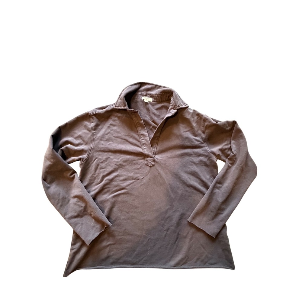 Dylan by True‎ Grit Charcoal Grey Notched V-Neck Raw Hem Long Sleeve Top XS